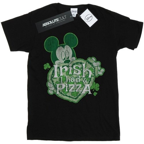 Abbigliamento Uomo T-shirts a maniche lunghe Disney Mickey Mouse Shamrock Pizza Nero