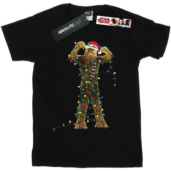 Abbigliamento Bambino T-shirt maniche corte Disney Chewbacca Christmas Lights Nero