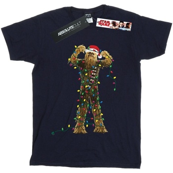 Abbigliamento Bambino T-shirt maniche corte Disney Chewbacca Christmas Lights Blu