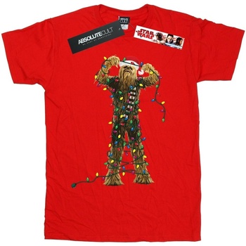 Abbigliamento Bambino T-shirt maniche corte Disney Chewbacca Christmas Lights Rosso