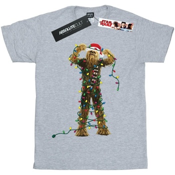 Abbigliamento Bambino T-shirt maniche corte Disney Chewbacca Christmas Lights Grigio