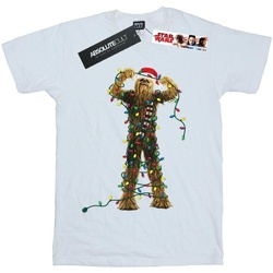 Abbigliamento Bambino T-shirt maniche corte Disney Chewbacca Christmas Lights Bianco