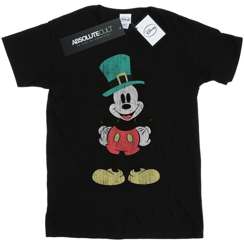 Abbigliamento Uomo T-shirts a maniche lunghe Disney Mickey Mouse Leprechaun Hat Nero