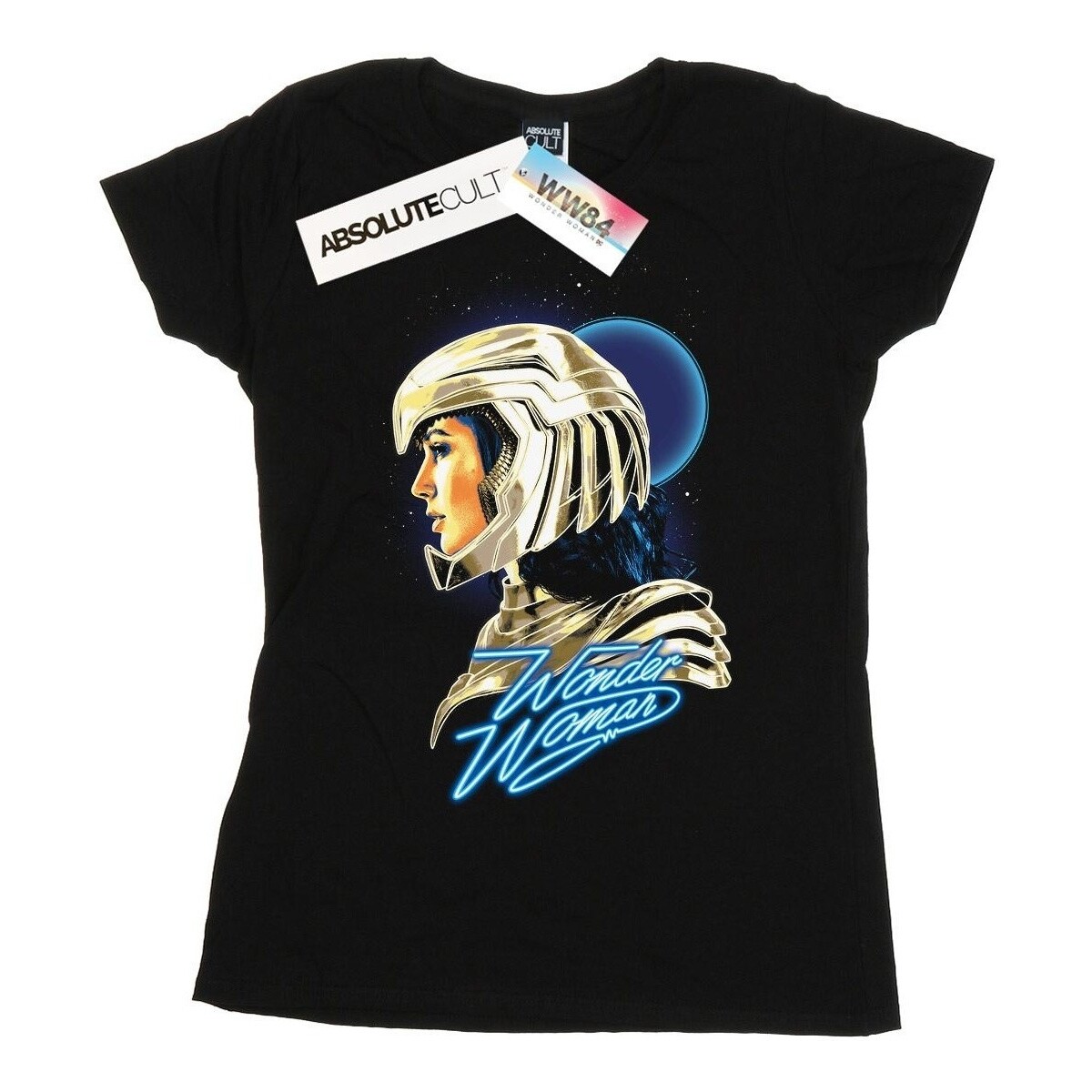 Abbigliamento Donna T-shirts a maniche lunghe Dc Comics Wonder Woman 84 Retro Gold Helmet Nero
