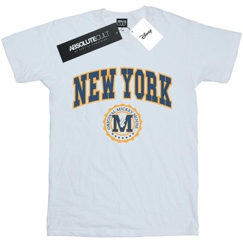 Abbigliamento Uomo T-shirts a maniche lunghe Disney Mickey Mouse New York Seal Bianco