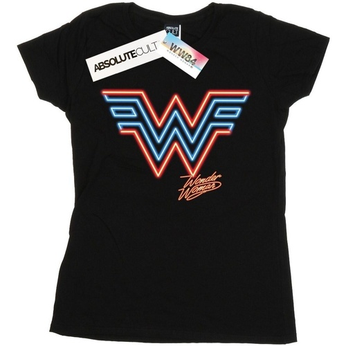 Abbigliamento Donna T-shirts a maniche lunghe Dc Comics Wonder Woman 84 Neon Emblem Nero