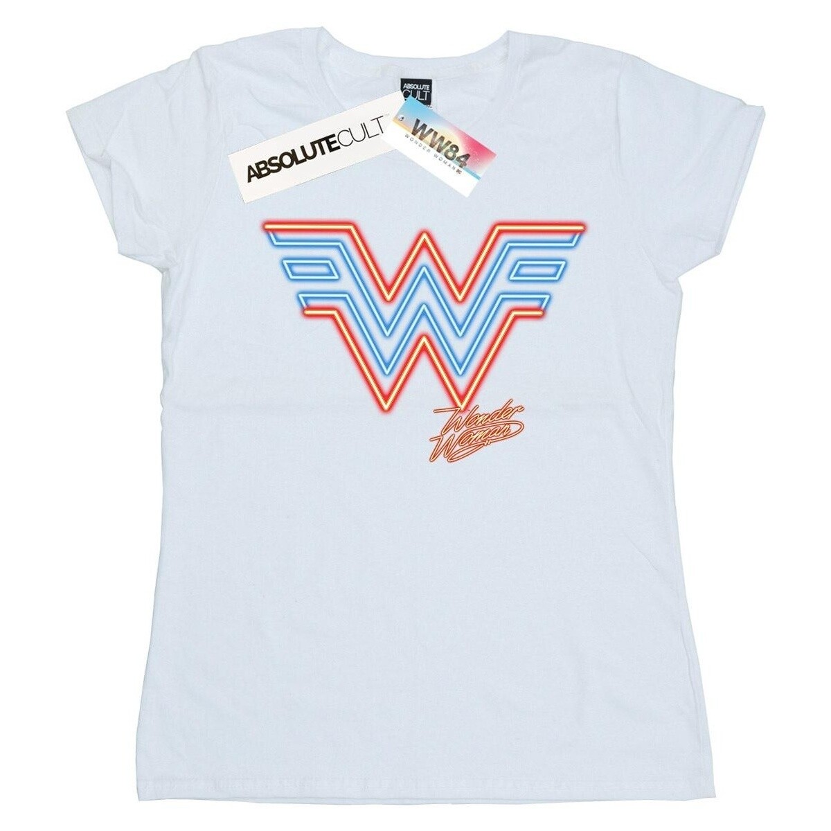 Abbigliamento Donna T-shirts a maniche lunghe Dc Comics Wonder Woman 84 Neon Emblem Bianco