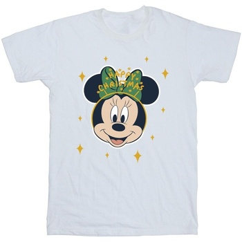 Abbigliamento Uomo T-shirts a maniche lunghe Disney Minnie Mouse Happy Christmas Bianco