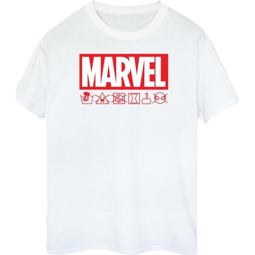 Abbigliamento Donna T-shirts a maniche lunghe Marvel Logo Wash Care Bianco