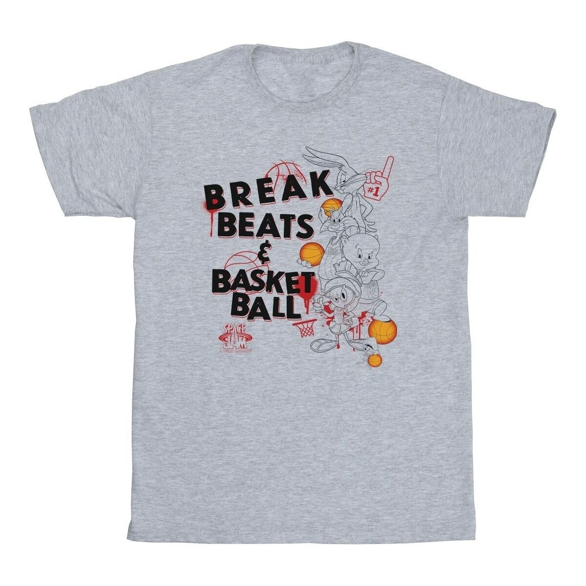 Abbigliamento Bambina T-shirts a maniche lunghe Space Jam: A New Legacy Break Beats & Basketball Grigio