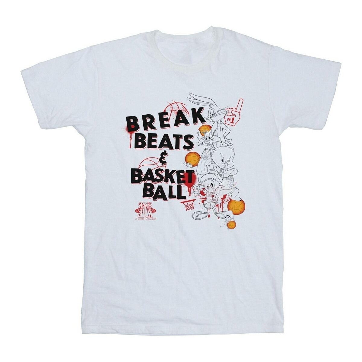 Abbigliamento Bambina T-shirts a maniche lunghe Space Jam: A New Legacy Break Beats & Basketball Bianco