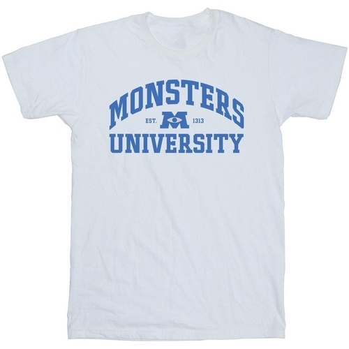 Abbigliamento Uomo T-shirts a maniche lunghe Disney Monsters University Logo Bianco