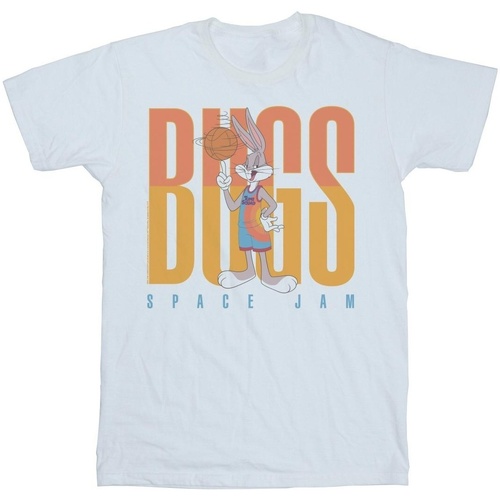 Abbigliamento Bambina T-shirts a maniche lunghe Space Jam: A New Legacy Bugs Bunny Basketball Spin Bianco