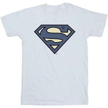 Abbigliamento Bambina T-shirts a maniche lunghe Dc Comics Superman Indigo Blue Logo Bianco