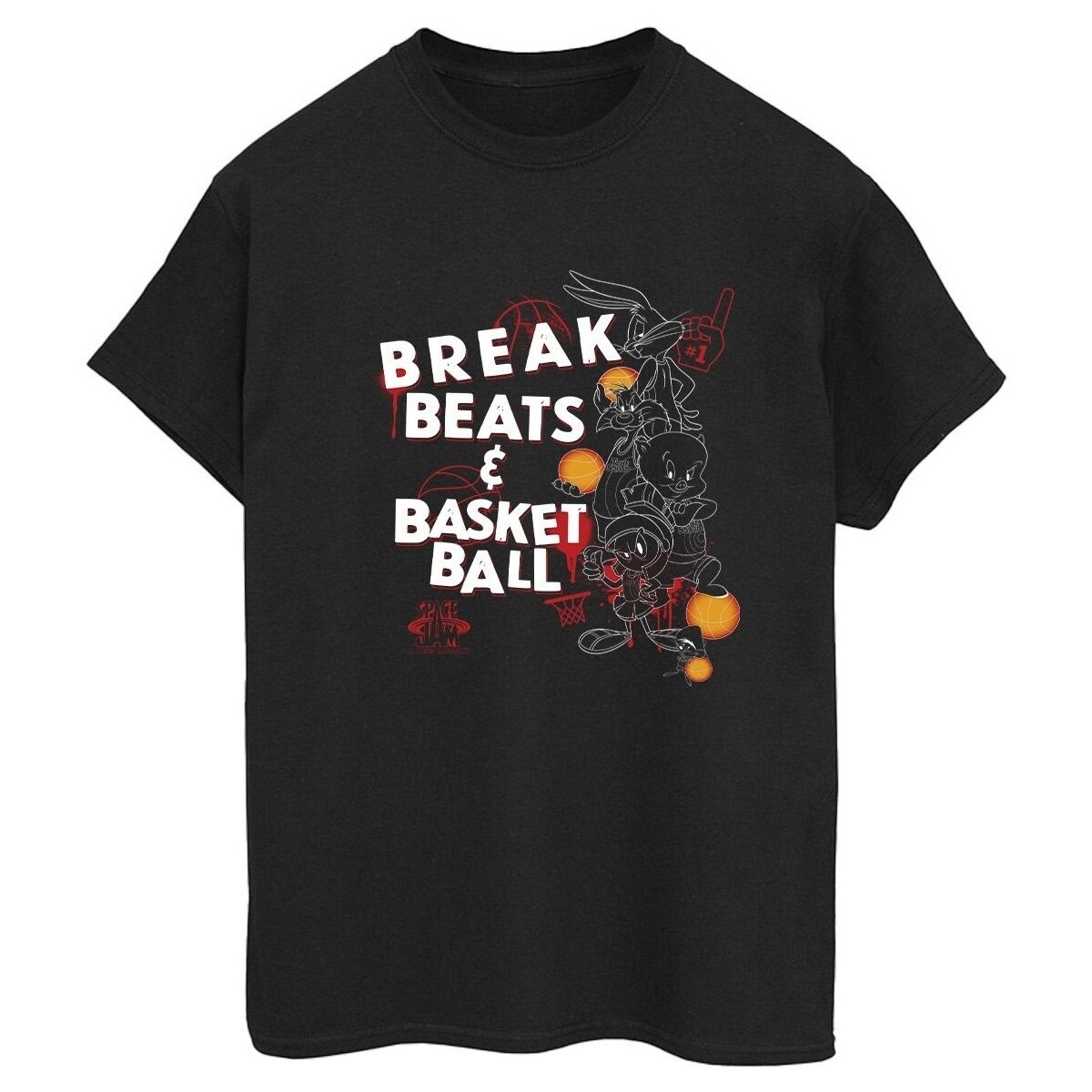 Abbigliamento Donna T-shirts a maniche lunghe Space Jam: A New Legacy Break Beats & Basketball Nero