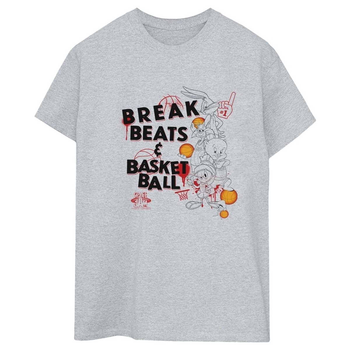 Abbigliamento Donna T-shirts a maniche lunghe Space Jam: A New Legacy Break Beats & Basketball Grigio