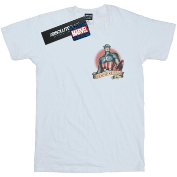 Abbigliamento Uomo T-shirts a maniche lunghe Marvel Captain America Tattoo Breast Print Bianco