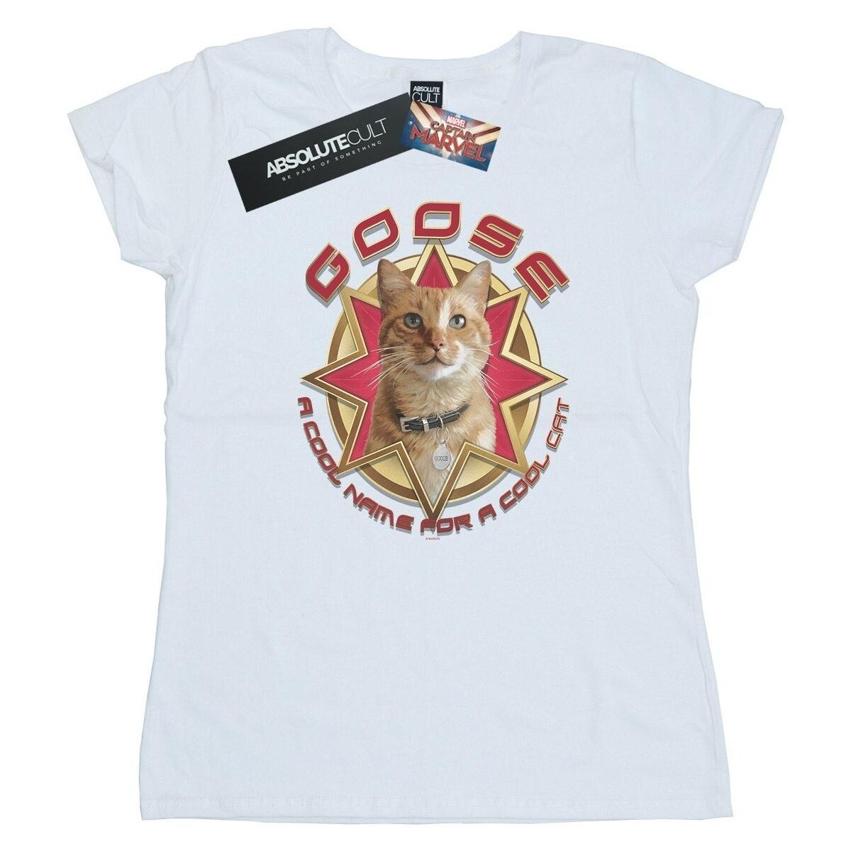Abbigliamento Donna T-shirts a maniche lunghe Marvel Captain  Goose Cool Cat Bianco