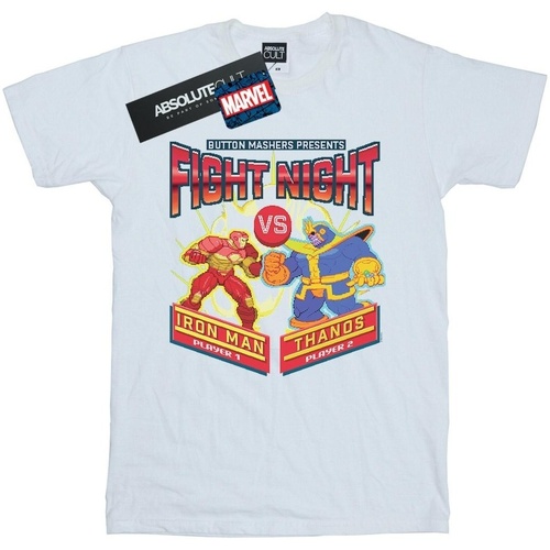 Abbigliamento Uomo T-shirts a maniche lunghe Marvel Fight Night Iron Man Vs Thanos Bianco