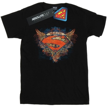 Abbigliamento Donna T-shirts a maniche lunghe Dc Comics Superman Wings Shield Nero