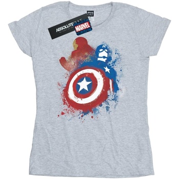 Abbigliamento Donna T-shirts a maniche lunghe Marvel Captain America Civil War Painted Vs Iron Man Grigio