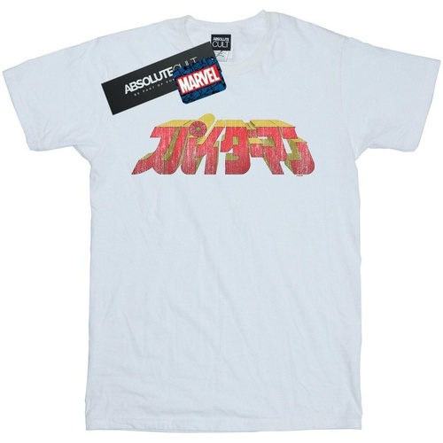 Abbigliamento Uomo T-shirts a maniche lunghe Marvel Spider-Man Japanese Logo Bianco