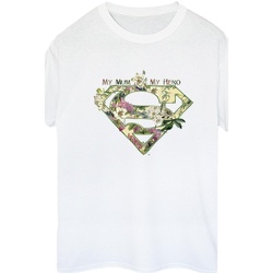 Abbigliamento Donna T-shirts a maniche lunghe Dc Comics Superman My Mum My Hero Bianco