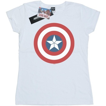 Abbigliamento Donna T-shirts a maniche lunghe Marvel Captain America Civil War Shield Bianco