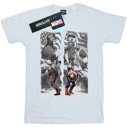 Abbigliamento Uomo T-shirts a maniche lunghe Marvel Falcon And Captain America Split Bianco