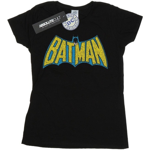 Abbigliamento Donna T-shirts a maniche lunghe Dc Comics Batman Crackle Logo Nero