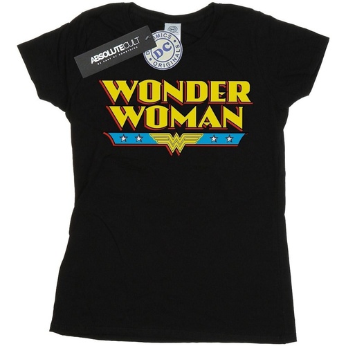 Abbigliamento Donna T-shirts a maniche lunghe Dc Comics Wonder Woman Text Logo Nero