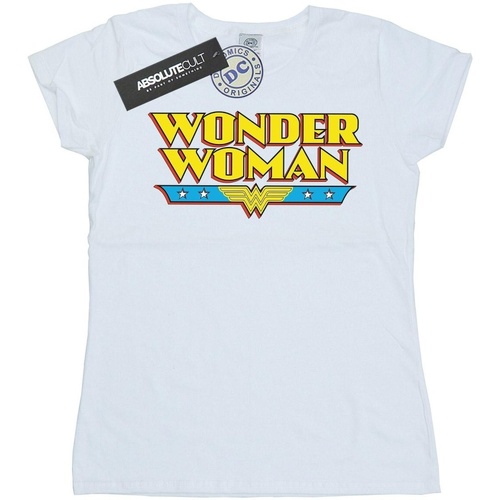 Abbigliamento Donna T-shirts a maniche lunghe Dc Comics Wonder Woman Text Logo Bianco