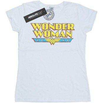 Abbigliamento Donna T-shirts a maniche lunghe Dc Comics Wonder Woman Crackle Logo Bianco