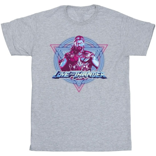 Abbigliamento Bambino T-shirt maniche corte Marvel Thor Love And Thunder Neon Badge Grigio