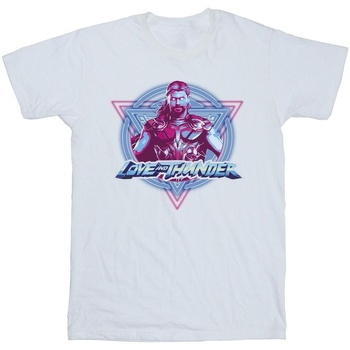 Abbigliamento Bambino T-shirt maniche corte Marvel Thor Love And Thunder Neon Badge Bianco