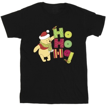 Abbigliamento Bambino T-shirt maniche corte Disney Winnie The Pooh Ho Ho Ho Scarf Nero