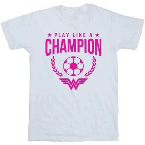 Abbigliamento Bambino T-shirt maniche corte Dc Comics Wonder Woman Play Like A Champion Bianco