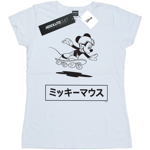 Abbigliamento Donna T-shirts a maniche lunghe Disney Mickey Mouse Skating Bianco