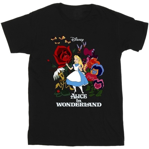 Abbigliamento Bambino T-shirt & Polo Disney Alice In Wonderland Flowers Nero
