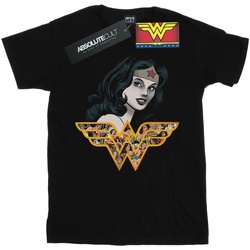 Abbigliamento Donna T-shirts a maniche lunghe Dc Comics Wonder Woman Retro Collage Nero