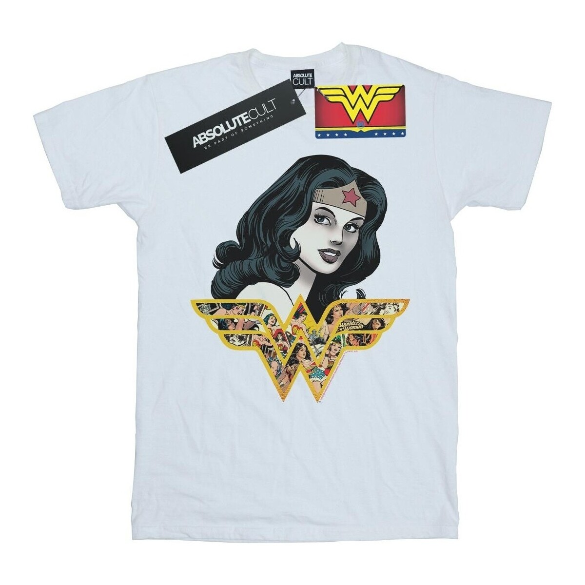 Abbigliamento Donna T-shirts a maniche lunghe Dc Comics Wonder Woman Retro Collage Bianco