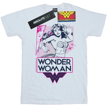 Abbigliamento Donna T-shirts a maniche lunghe Dc Comics Wonder Woman Pink Action Bianco