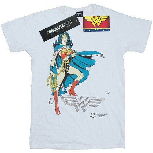 Abbigliamento Donna T-shirts a maniche lunghe Dc Comics Wonder Woman Standing Logo Bianco