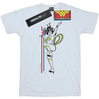 Abbigliamento Donna T-shirts a maniche lunghe Dc Comics Wonder Woman Retro Pose Bianco