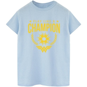 Abbigliamento Donna T-shirts a maniche lunghe Dc Comics Wonder Woman Play Like A Champion Blu