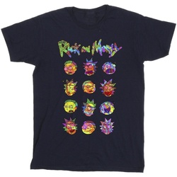 Abbigliamento Uomo T-shirts a maniche lunghe Rick And Morty Tie Dye Faces Blu