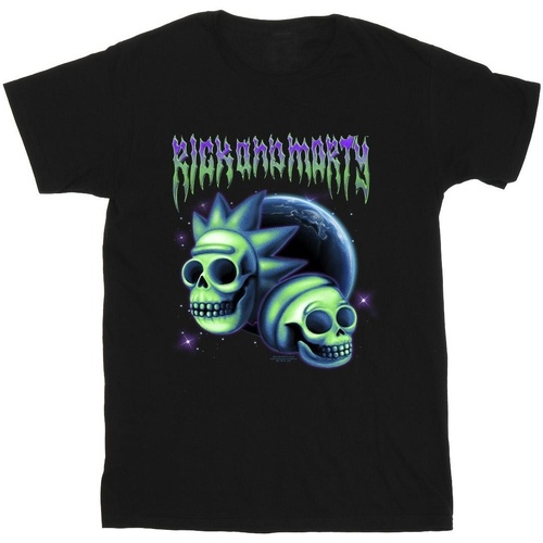 Abbigliamento Uomo T-shirts a maniche lunghe Rick And Morty Space Skull Nero