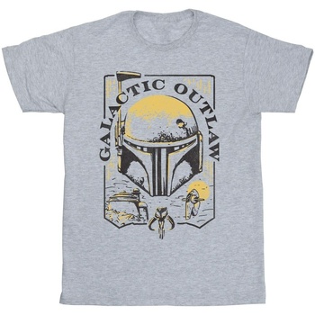 Abbigliamento Uomo T-shirts a maniche lunghe Star Wars: The Book Of Boba Fett Galactic Outlaw Distress Grigio