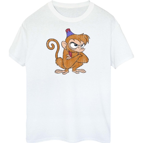 Abbigliamento Donna T-shirts a maniche lunghe Disney Aladdin Classic Angry Abu Bianco