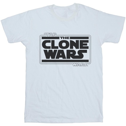 Abbigliamento Uomo T-shirts a maniche lunghe Disney Clone Wars Logo Bianco